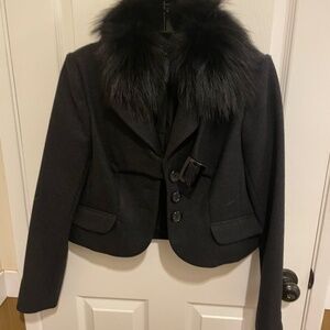 Robert Rodriquez wool jacket with fur collar size 4